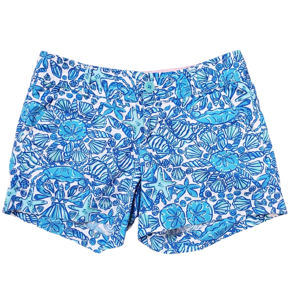 Lilly Pulitzer Shorts Women's sz 0 Callahan Blue Preppy resort beach sandollar